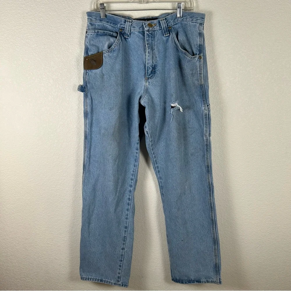 Wrangler Riggs, Men’s 34x32 utility work wear distressed carpenter jeans 90’s